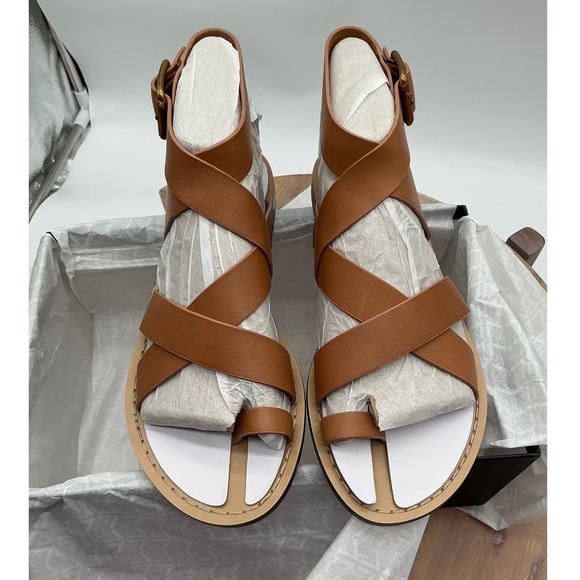 Marc Fisher LTD Shoes - Marc Fisher LTD Lollie Tan Brown Leather Gladiator Toe Loop Sandals Womens 7M